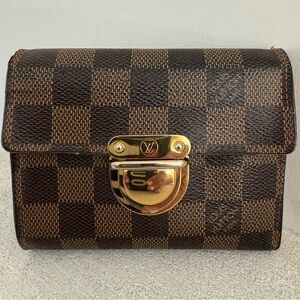 LOUIS VUITTON Koala Wallet Damier Ebene Gold Hardware Red Interior + COA